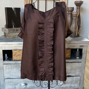 Lilly Pulitzer 100% silk Chocolate brown blouse Size 12